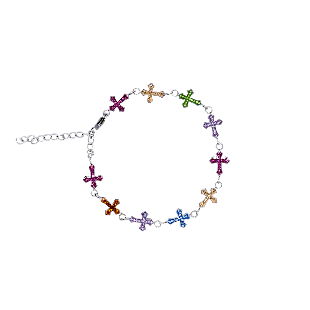 Silver StarBracelet - Crosses - Multicolor