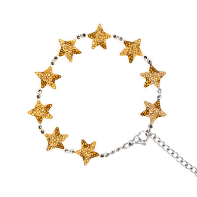 StarBracelet - Stars - Stainless/Brown