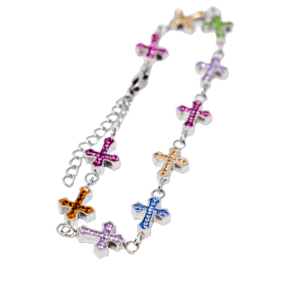 Silver StarBracelet - Crosses - Multicolor