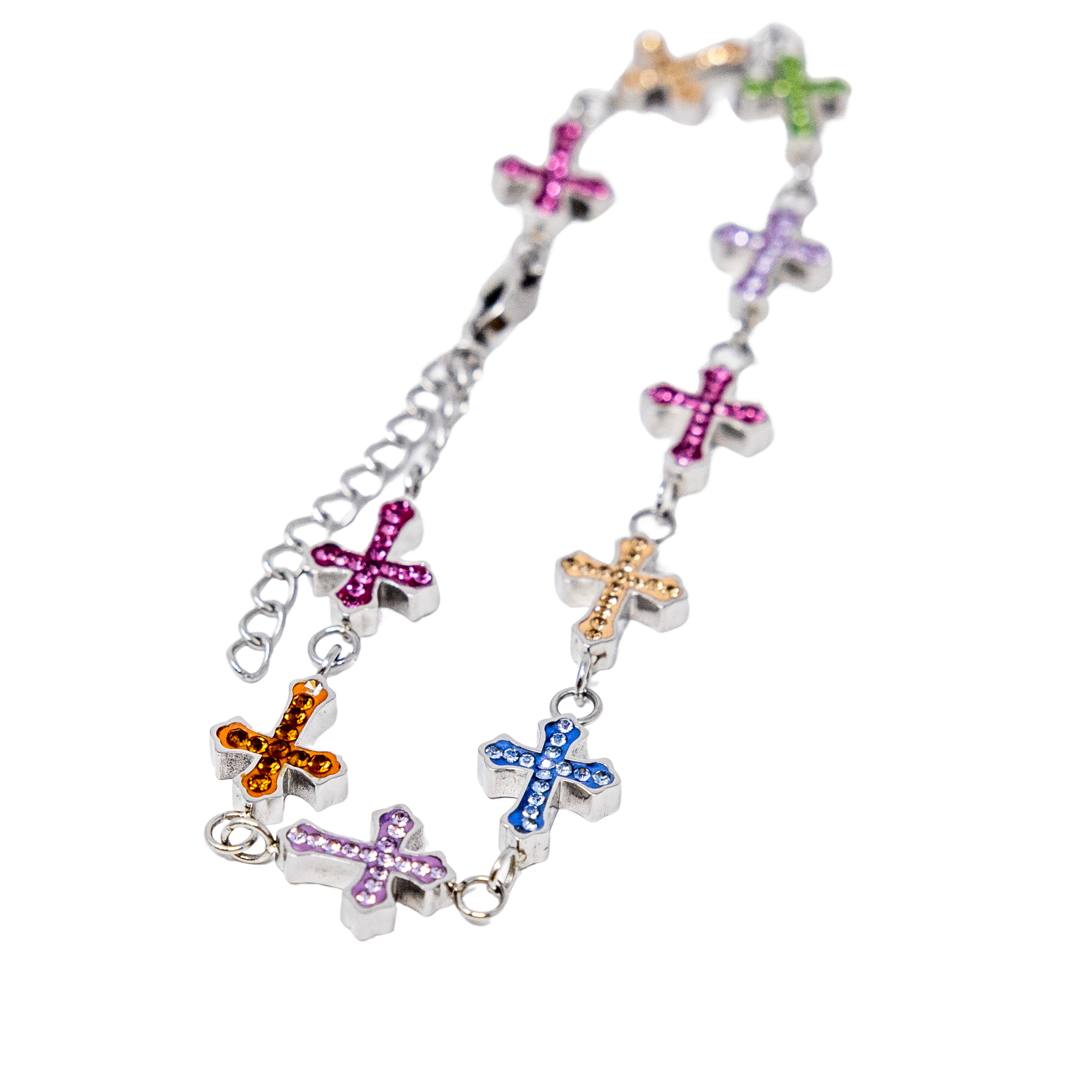 Silver StarBracelet - Crosses - Multicolor
