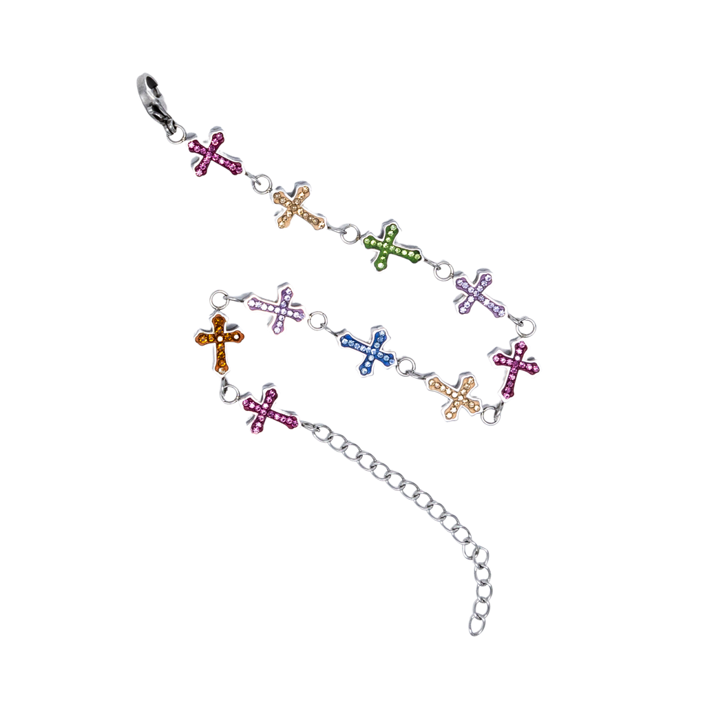 Silver StarBracelet - Crosses - Multicolor