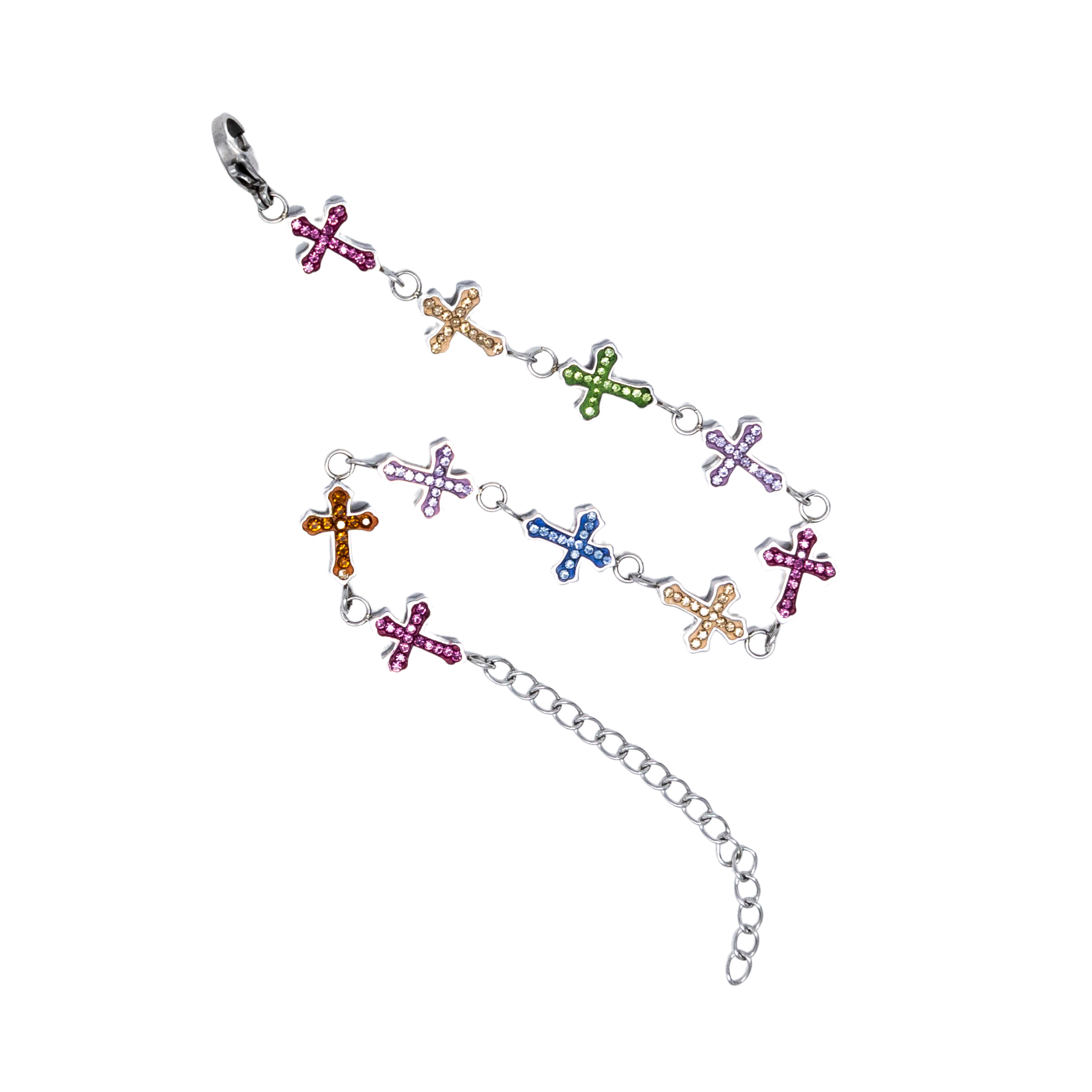 Silver StarBracelet - Crosses - Multicolor