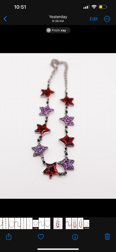 StarBracelet - Mini Stars - Stainless/light purple/red