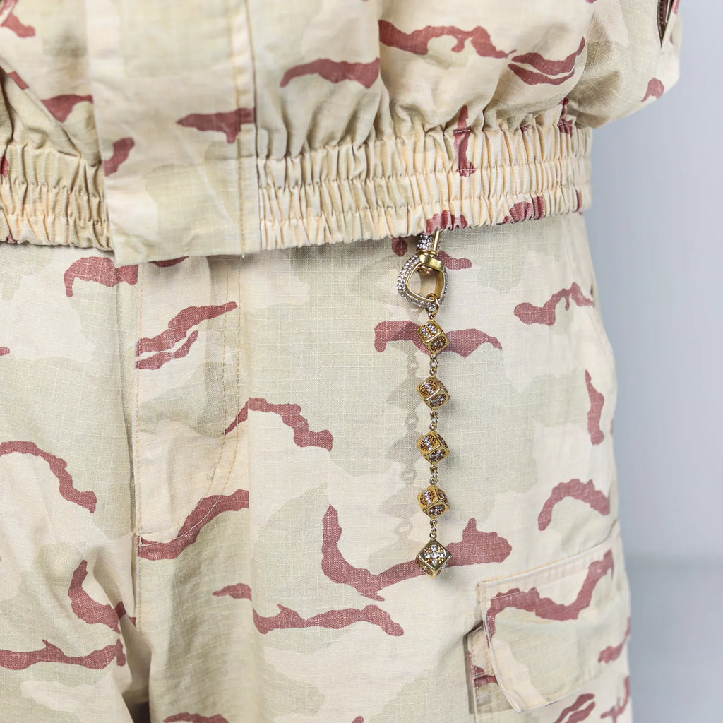 Gold Dice Keychain - Stones