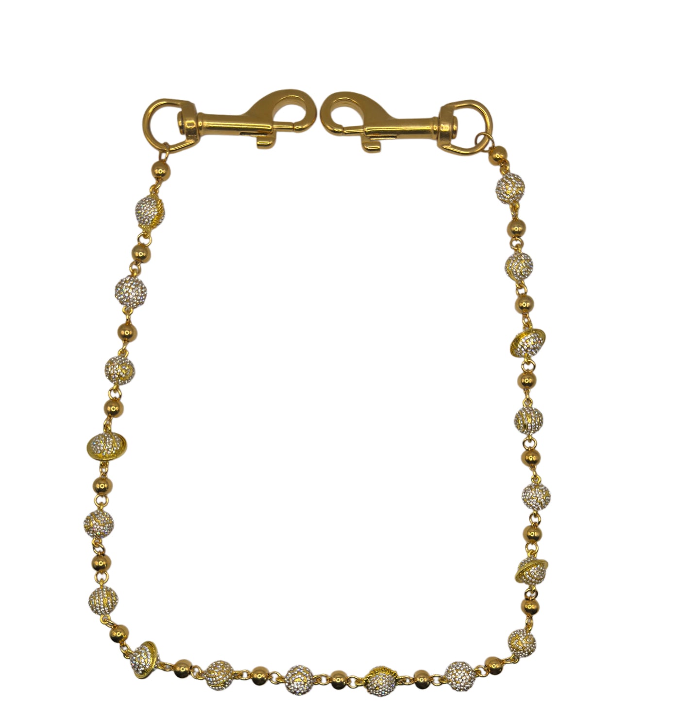 Gold Planet Wallet Chain - White