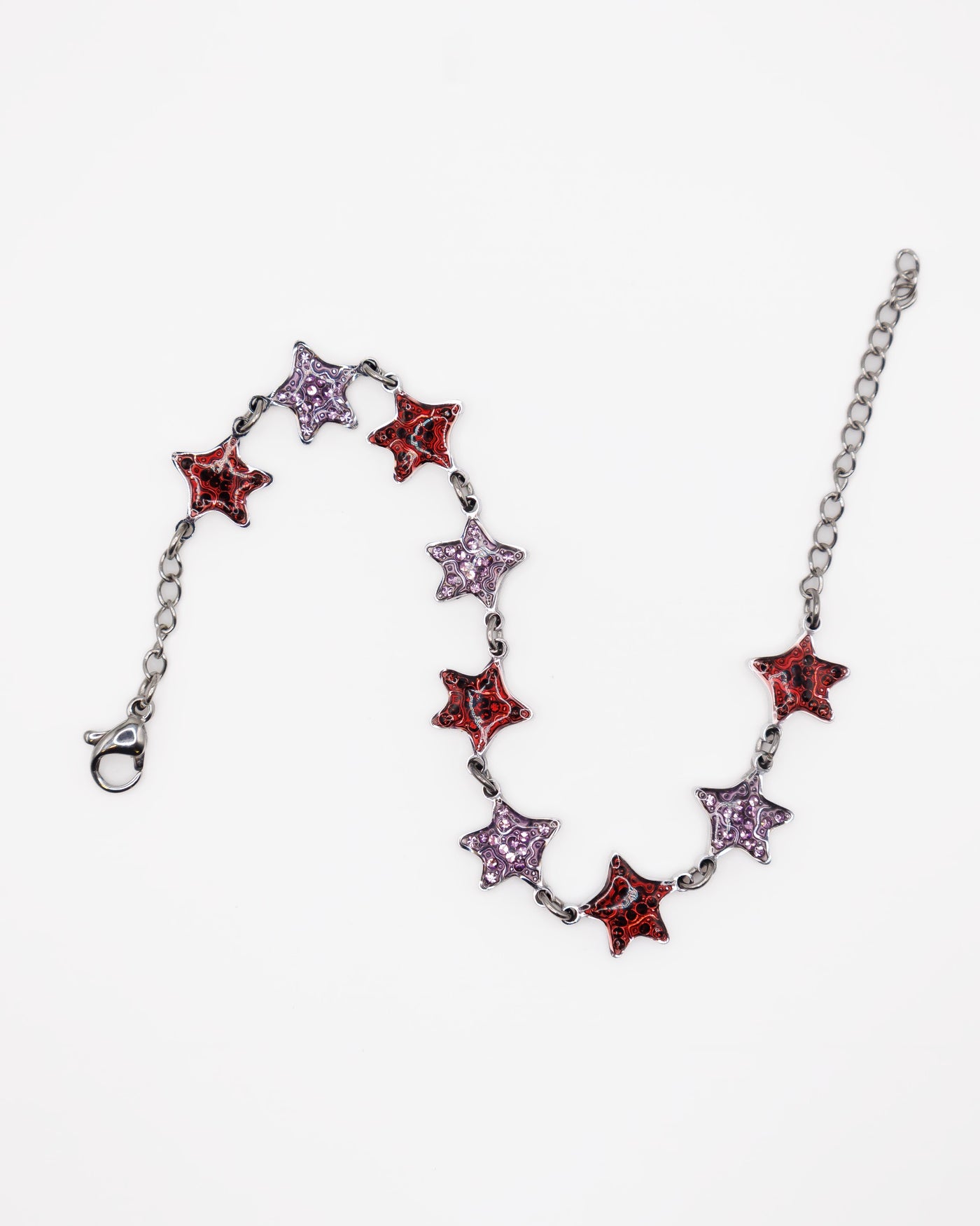 StarBracelet - Mini Stars - Stainless/light purple/red