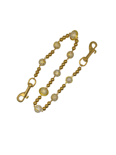 Gold Large Planet Wallet Chain - White