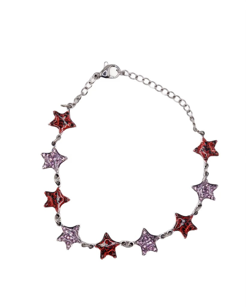 StarBracelet - Mini Stars - Stainless/light purple/red