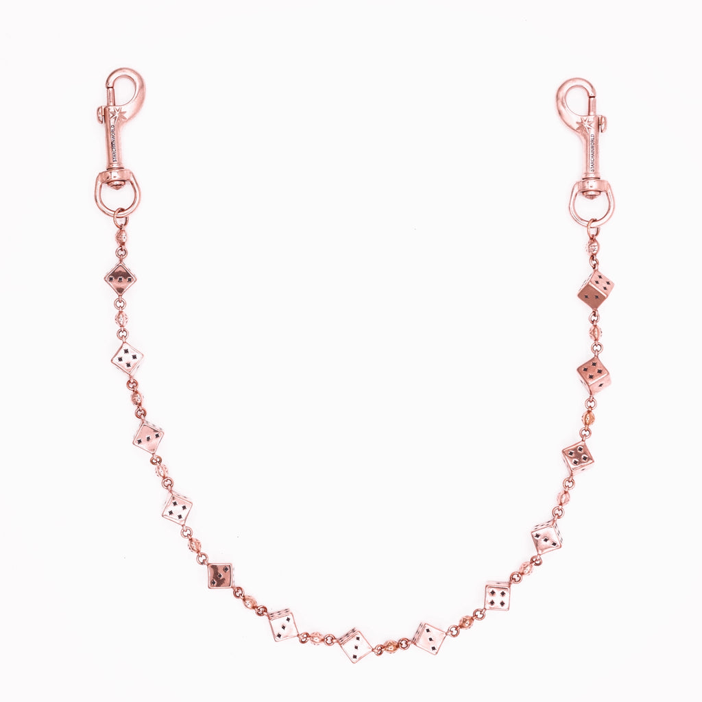 Rose Gold Dice Wallet Chain - No Stones