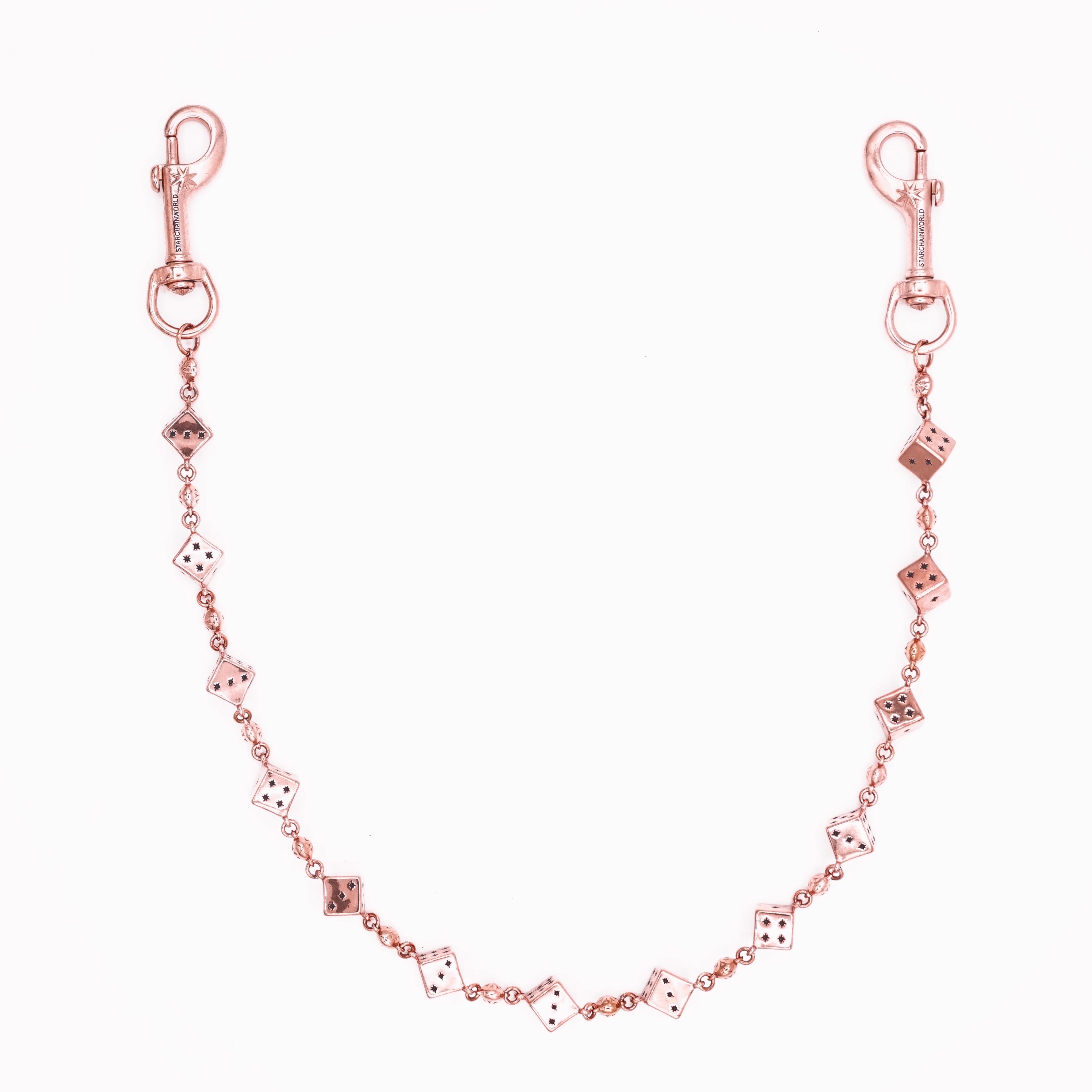 Rose Gold Dice Wallet Chain - No Stones