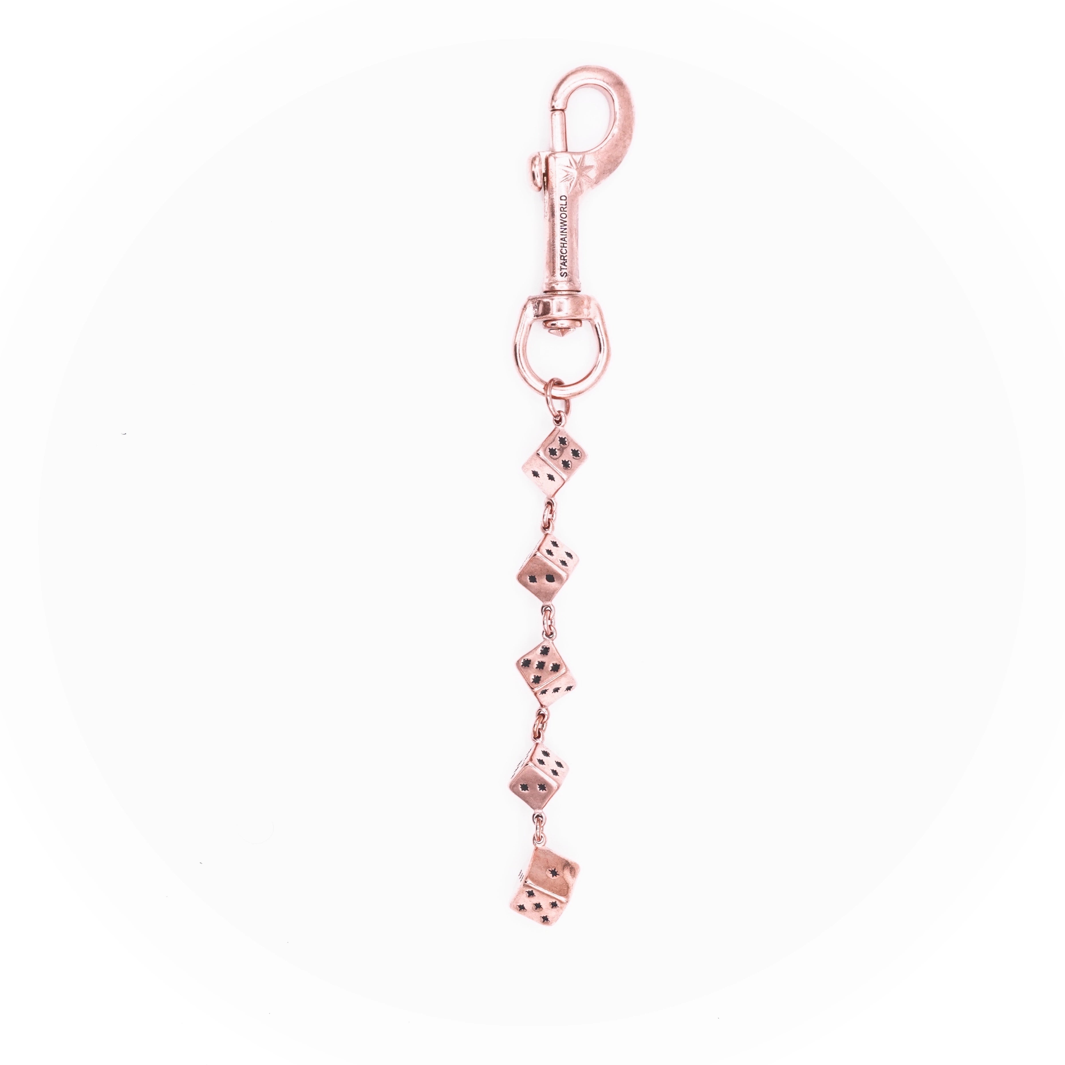 Rose Gold Dice KeyChain - No Stones