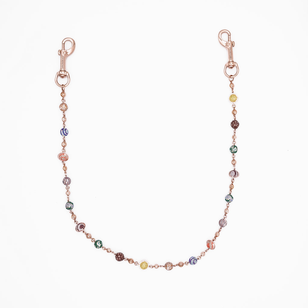 Rose Gold Planets Wallet Chain - Multicolor Stones