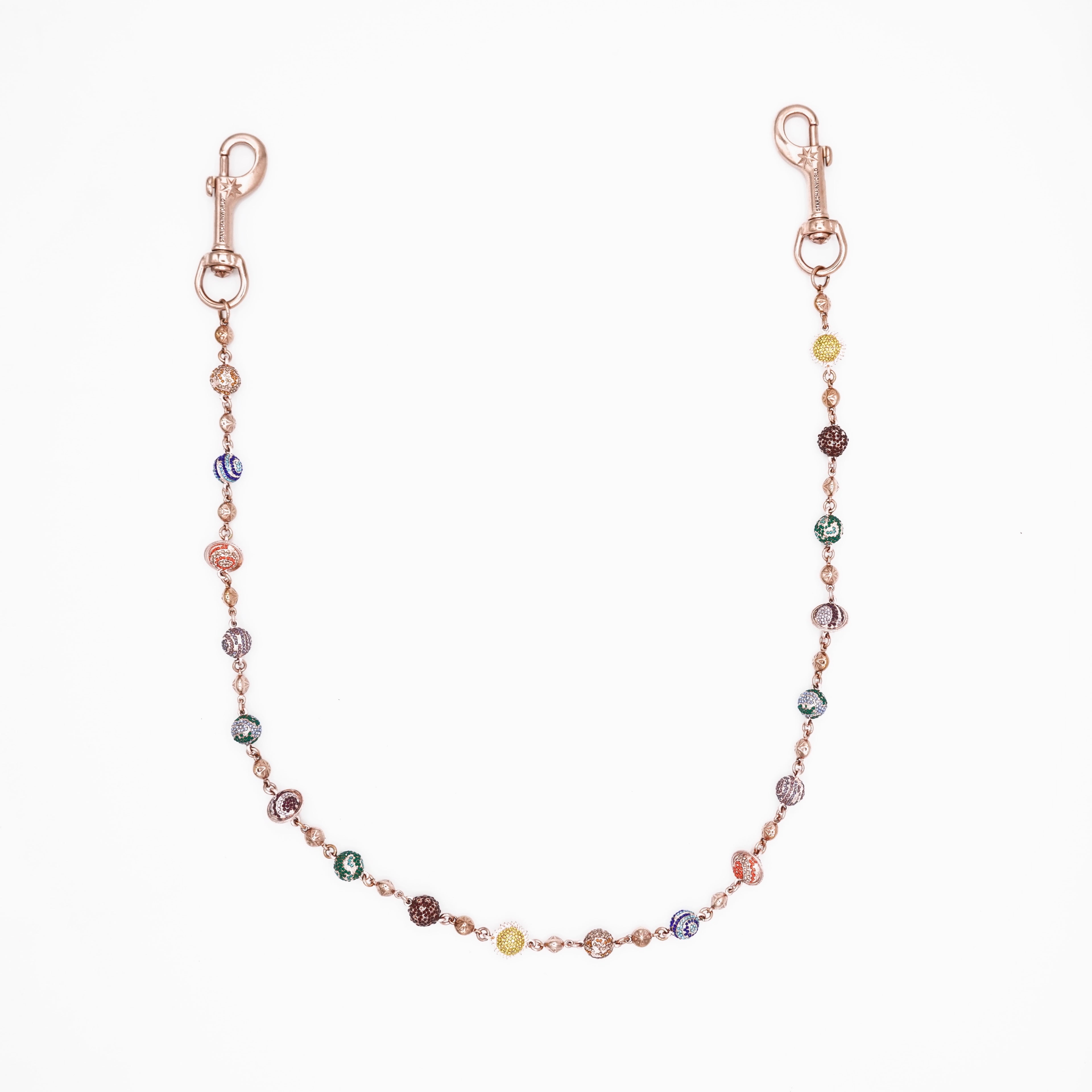 Rose Gold Planets Wallet Chain - Multicolor Stones