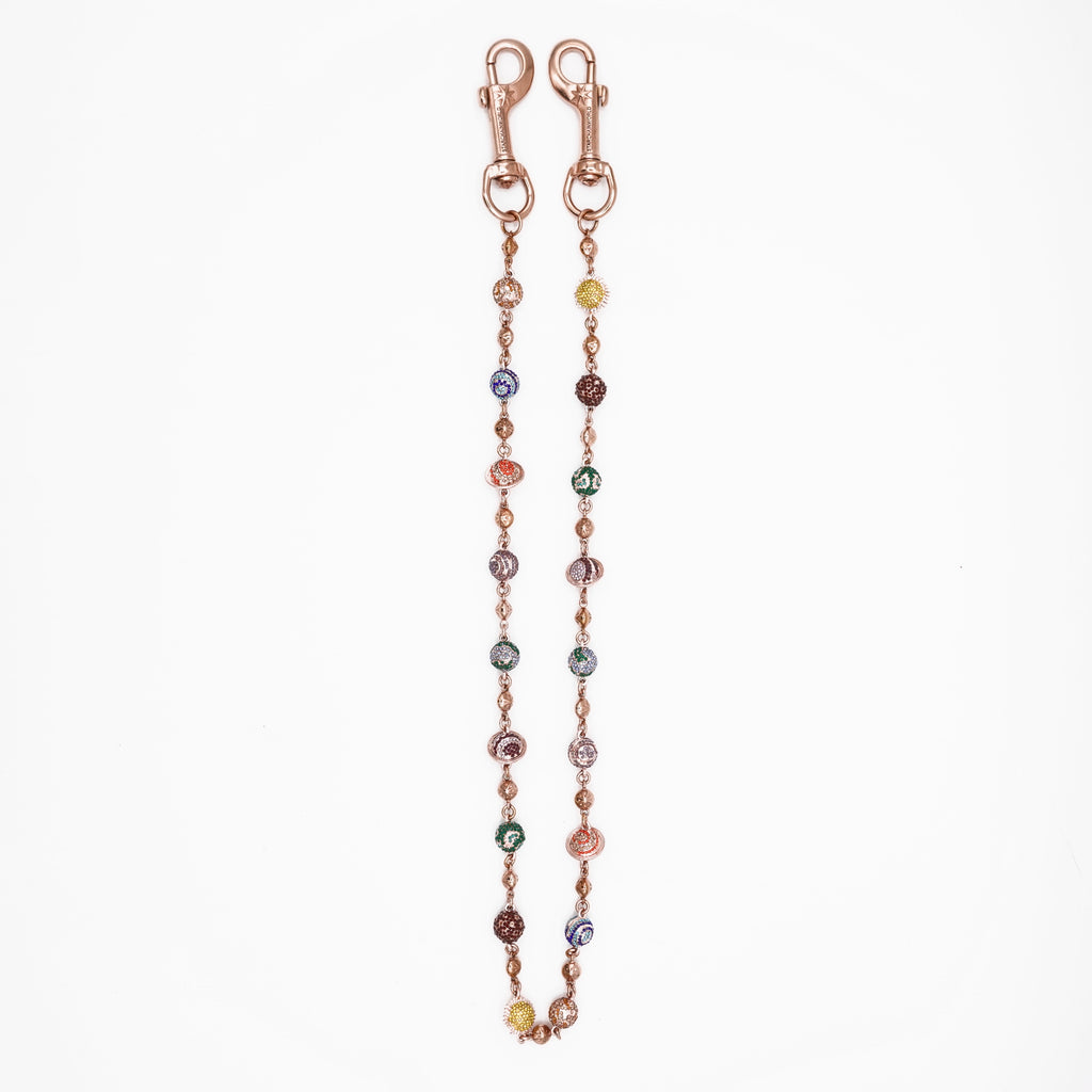 Rose Gold Planets Wallet Chain - Multicolor Stones