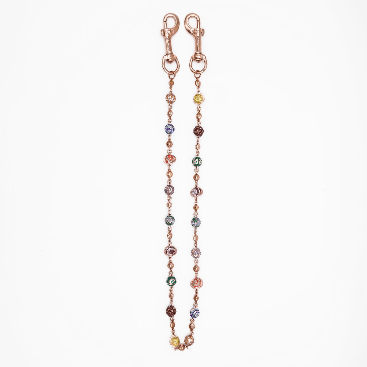 Rose Gold Planets Wallet Chain - Multicolor Stones