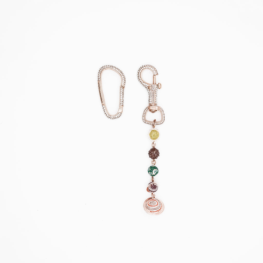 Rose Gold Planet KeyChain - Multicolor Stones