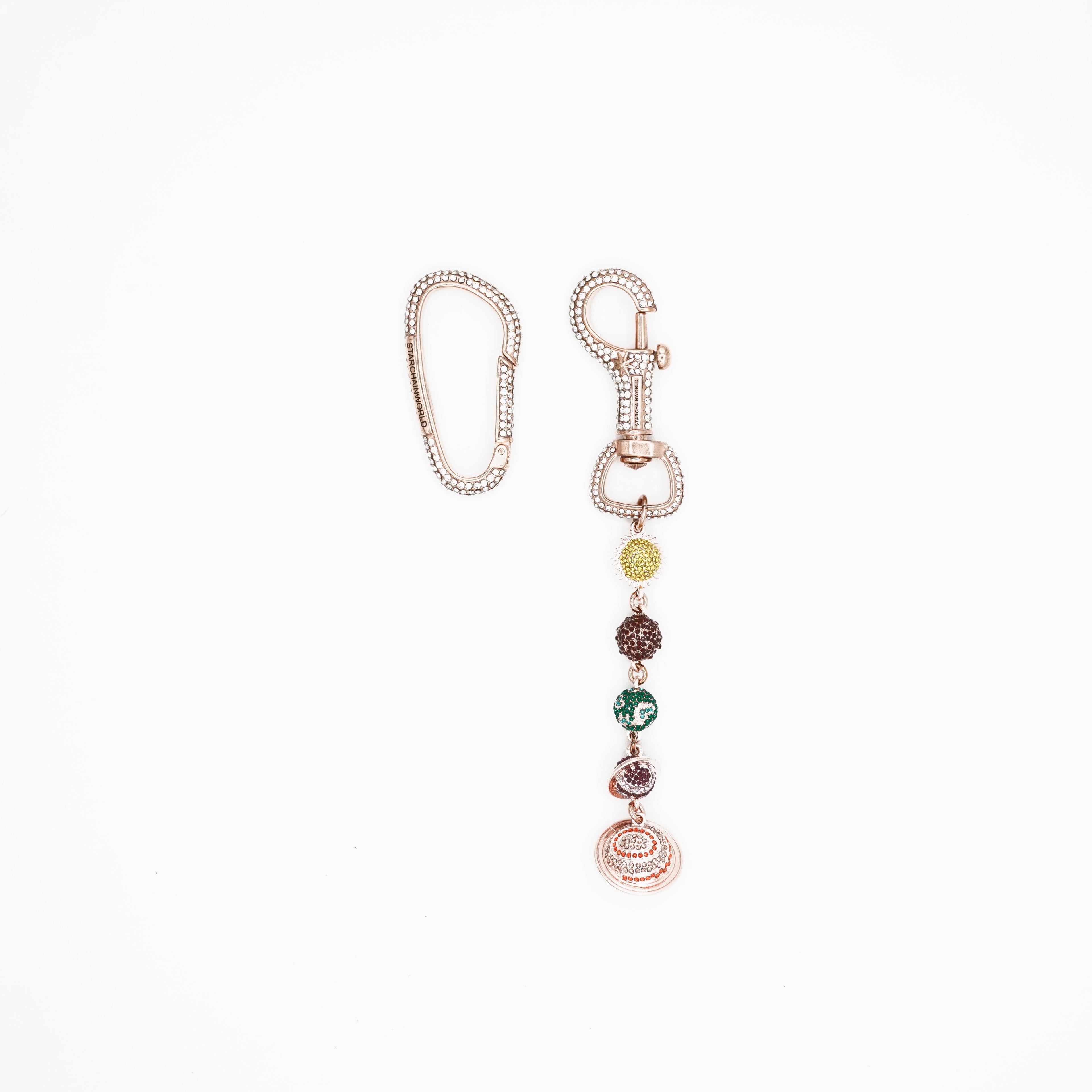 Rose Gold Planet KeyChain - Multicolor Stones