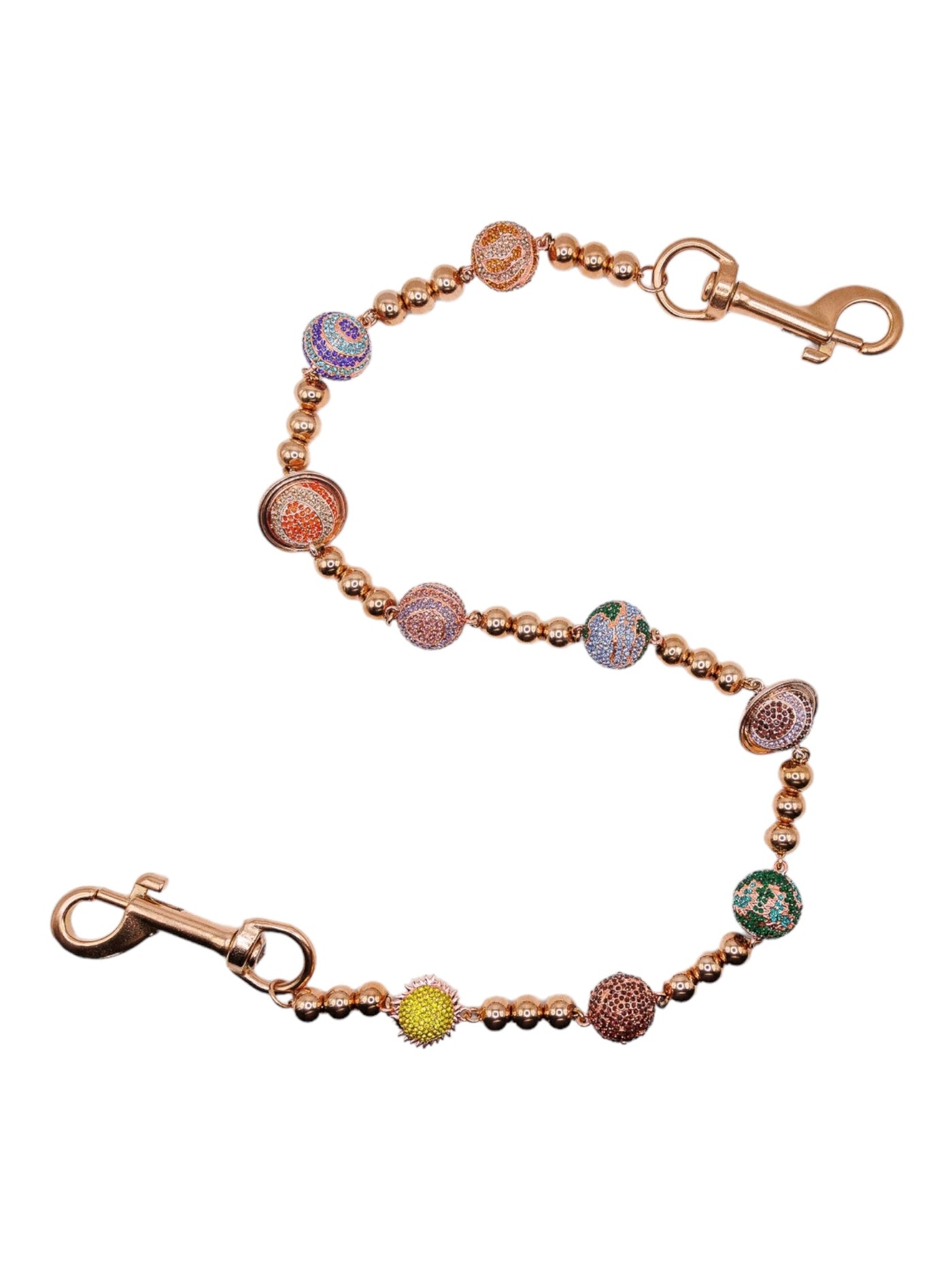 Starchain - Large Rose Gold Planets (Solar System) Wallet Chain- Multicolor