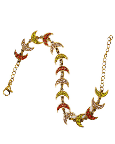 Star bracelet - Small Multicolor Moons - Gold/Red/white/yellow