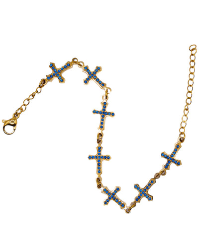 Star bracelet - Crosses - Gold/Royal Blue