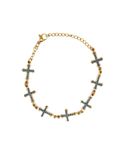 Star bracelet - Crosses - Gold/Royal Blue