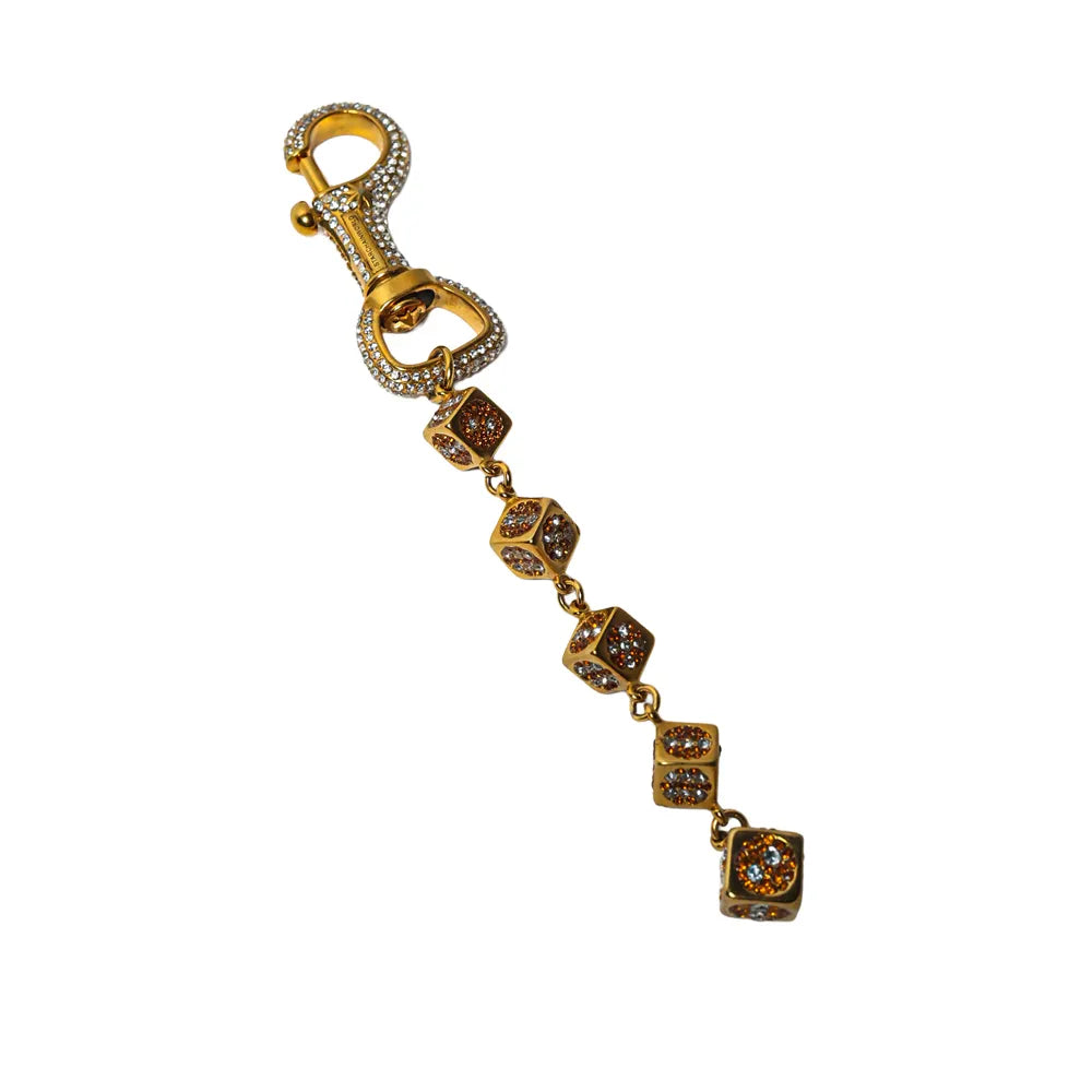 Gold Dice Keychain - Stones