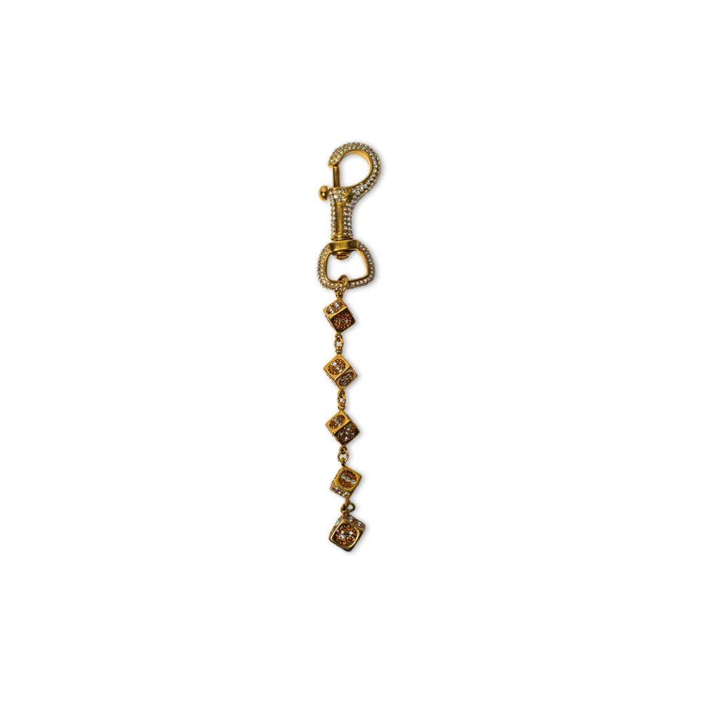 Gold Dice Keychain - Stones