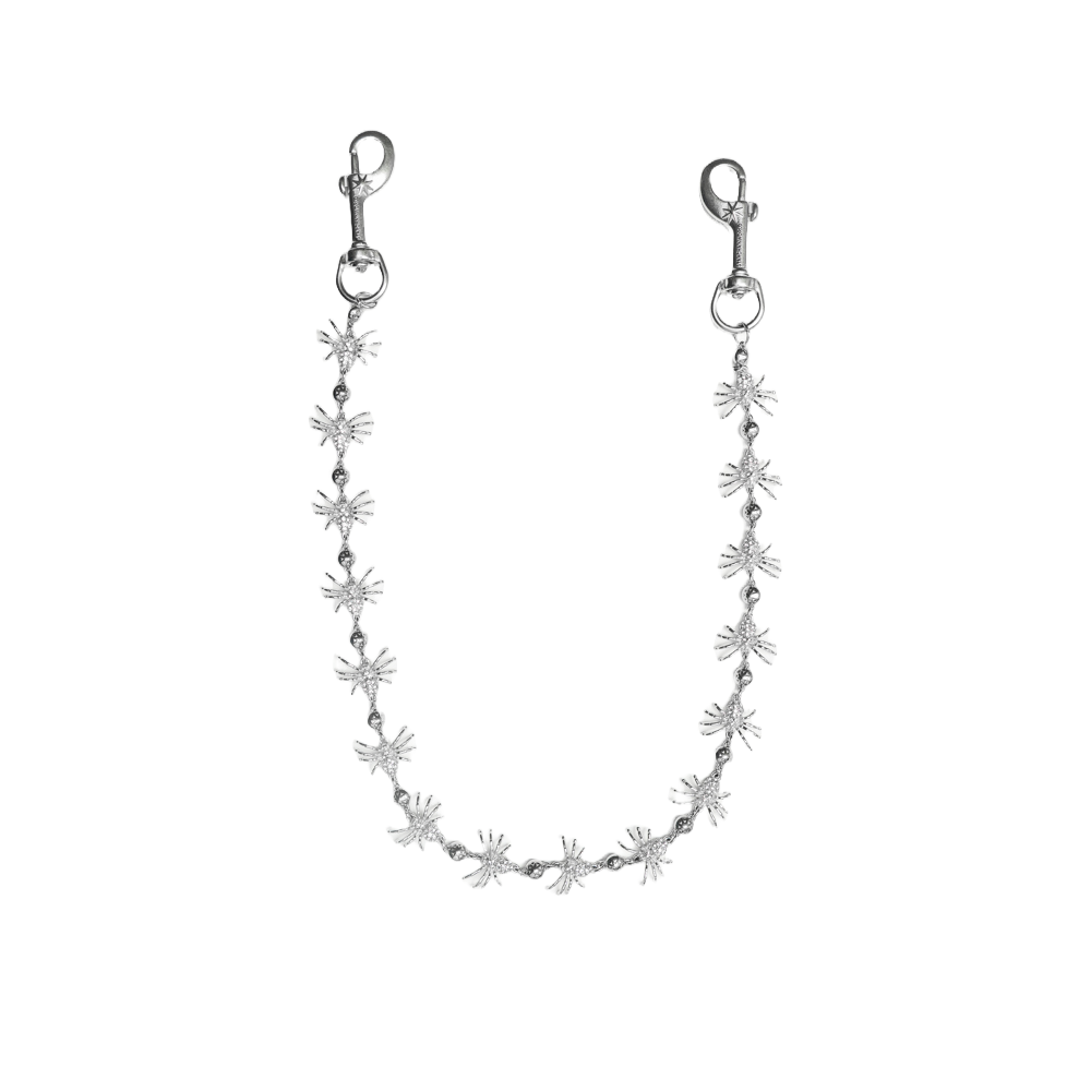 Spider Wallet Chain - Stainless Steel - Black Stones