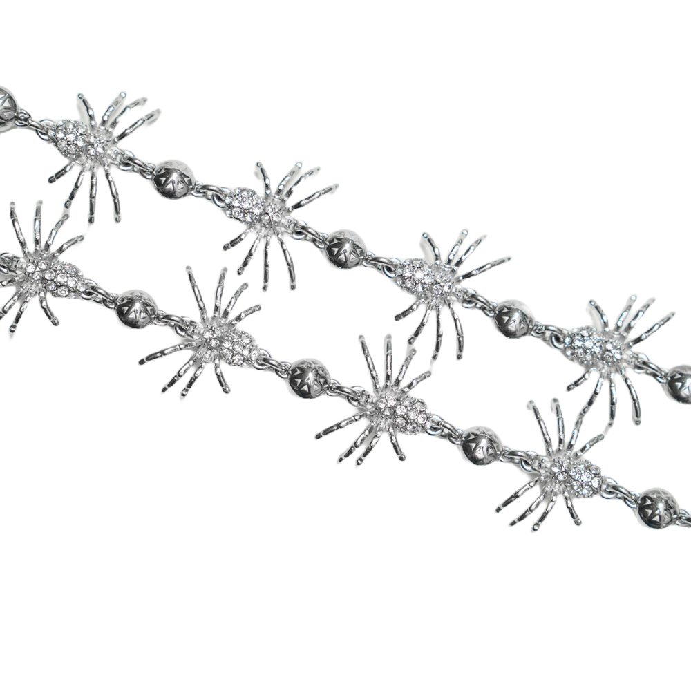 Spider Wallet Chain - Stainless Steel - Black Stones