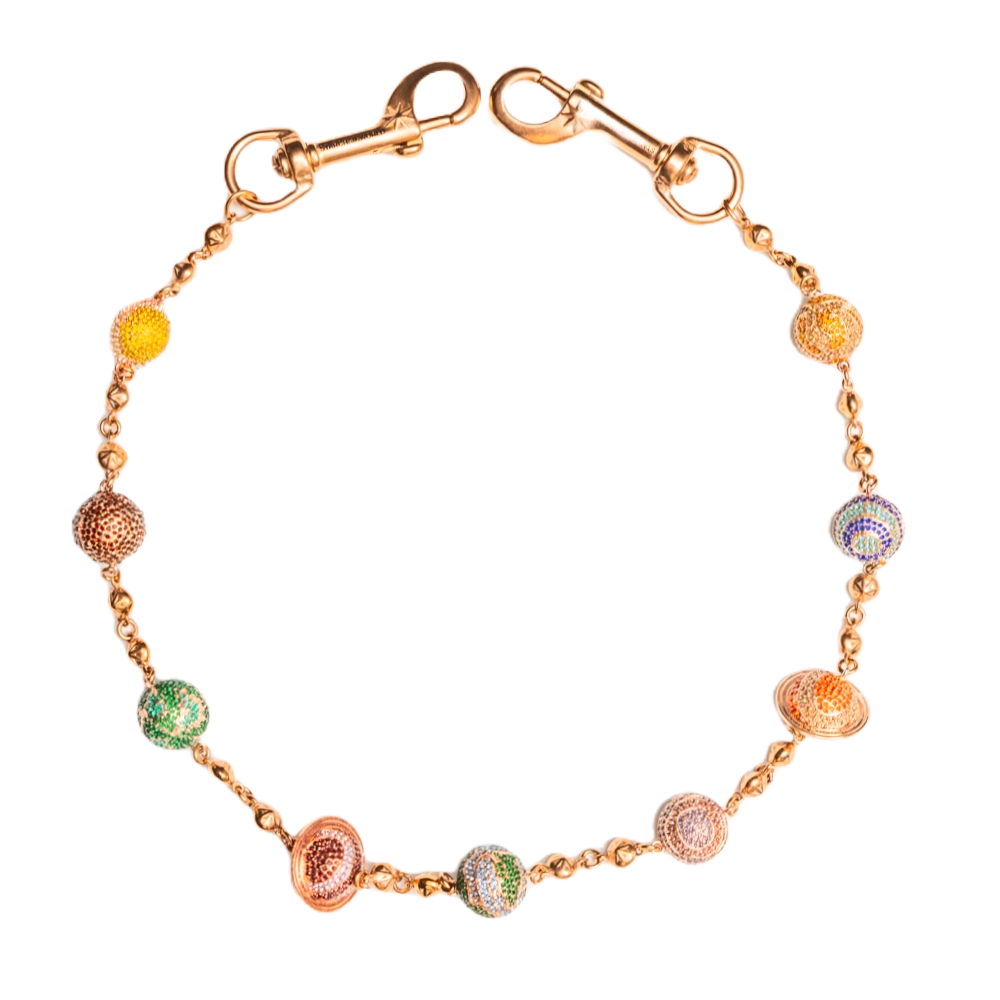 Large Rose Gold Planet Wallet Chain- Multicolor