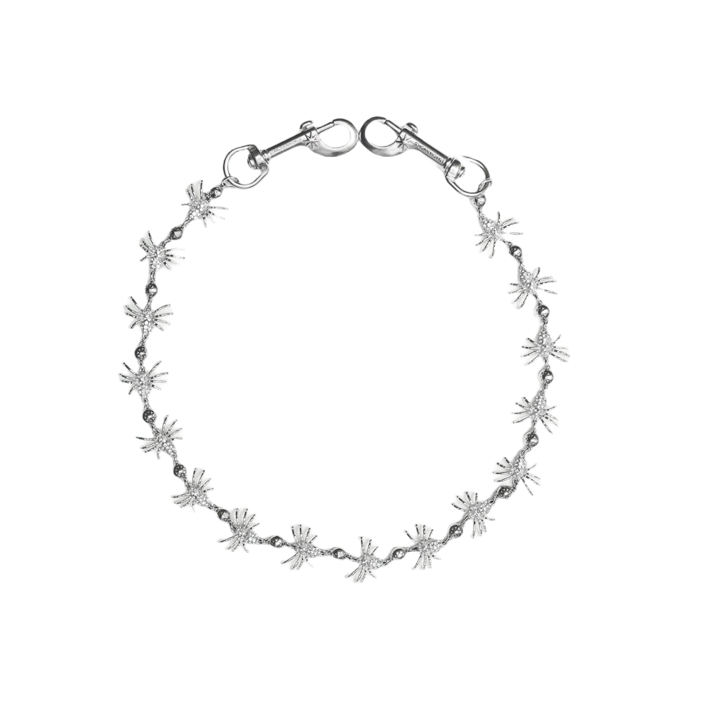 Spider Wallet Chain - Stainless Steel - Black Stones