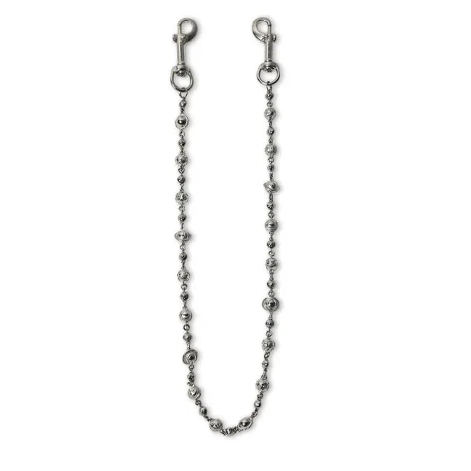 Silver chain with clasp on a white background