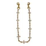 Gold Crosses Wallet Chain - White Stones