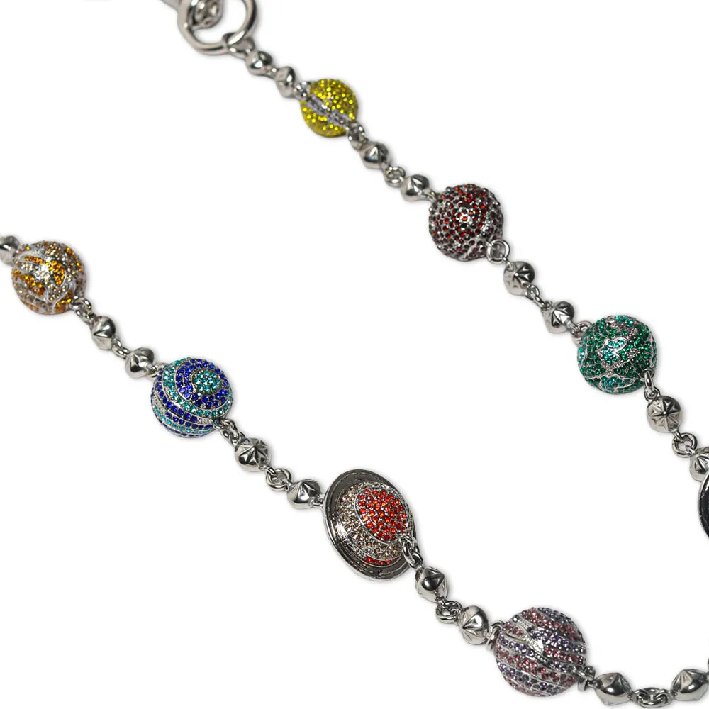 Large Silver Planet Wallet Chain - Multicolor