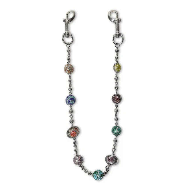 Large Silver Planet Wallet Chain - Multicolor