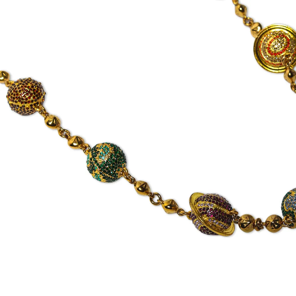 Large Gold Planet Wallet Chain - Multicolor