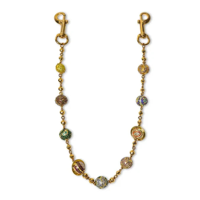 Large Gold Planet Wallet Chain - Multicolor