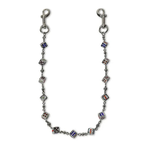 Silver Dice Wallet Chain - Blue/Red Stones – Starchain World