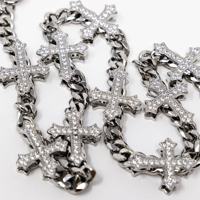 StarChain - Crosses - Double Sided Wallet Chain - White